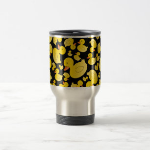 Cute black rubber ducks travel mug