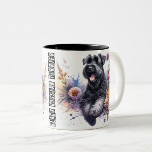 Cute Black Russian Terrier Dog Two-Tone Coffee Mug
