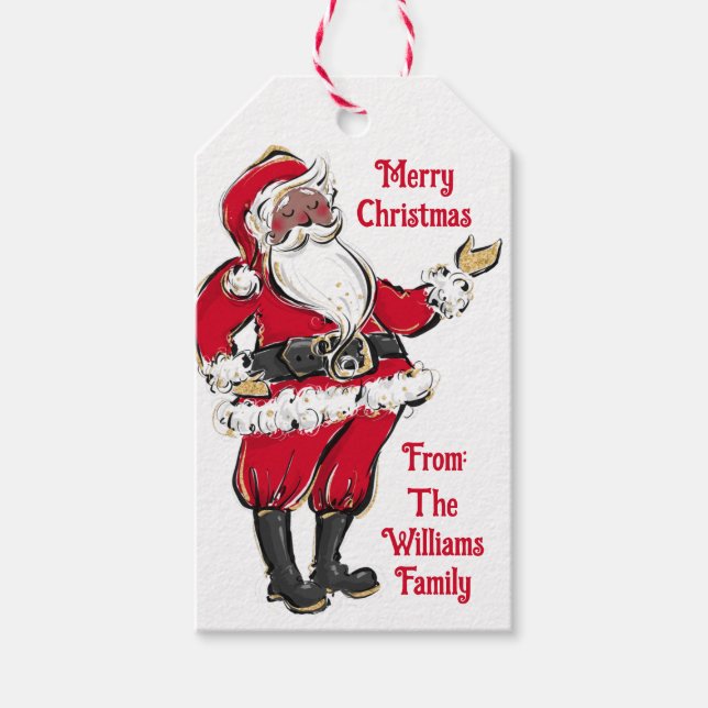 Cute Black Santa Christmas Gift Tags (Front)