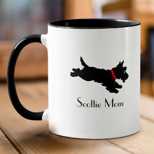 Cute Black Scottish Terrier Dog Mum Personalised Mug