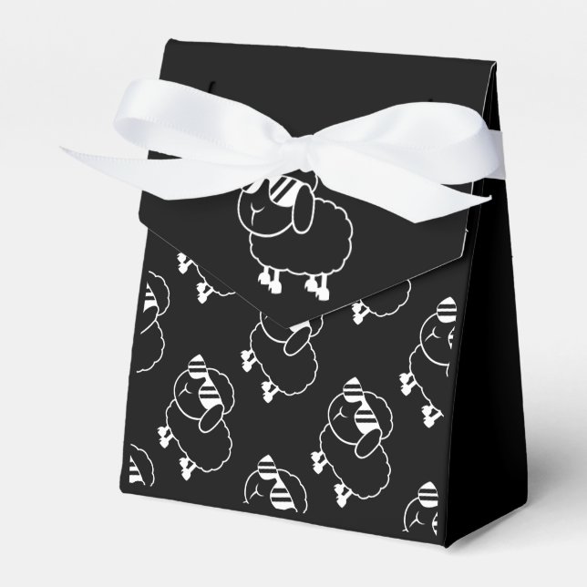 Cute Black Sheep Cartoon Favour Box (Front Side)