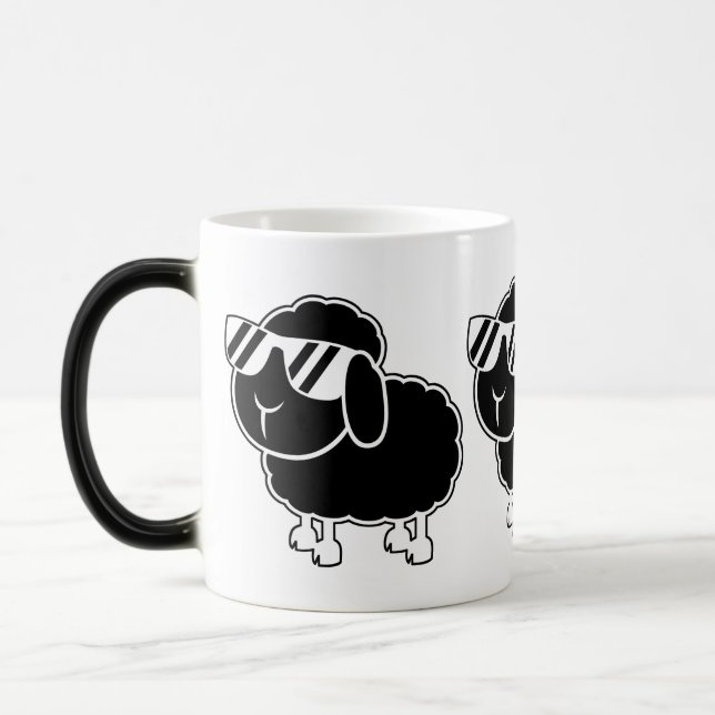 Cute Black Sheep Cartoon Magic Mug (Left)