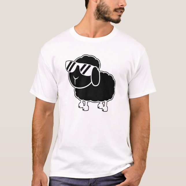 Cute Black Sheep Cartoon T-Shirt (Front)