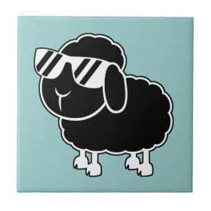 Cute Black Sheep Cartoon Tile