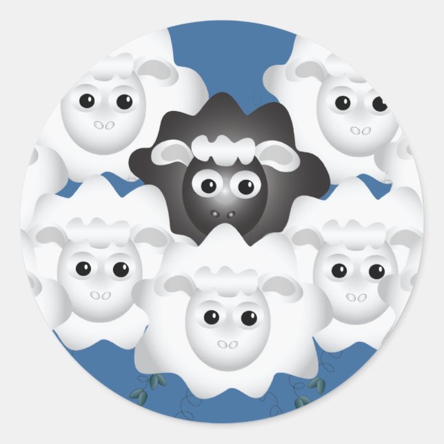 Cute Black Sheep of the Family Classic Round Sticker (Front)