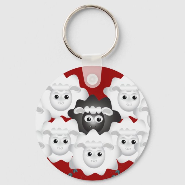Cute Black Sheep of the Family Key Ring (Front)