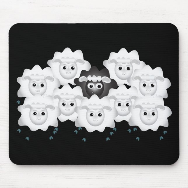 Cute Black Sheep of the Family Mouse Mat (Front)