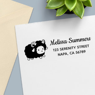 Cute Black Sheep Ram Return Address Self-inking Stamp