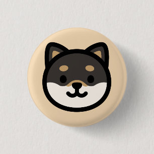 Cute black Shiba Inu Dog Face 3 Cm Round Badge