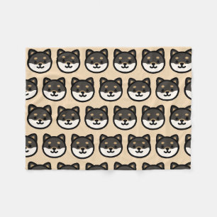Cute black Shiba Inu Dog Face Fleece Blanket