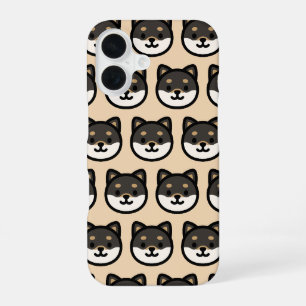 Cute black Shiba Inu Dog Face iPhone 16 Case