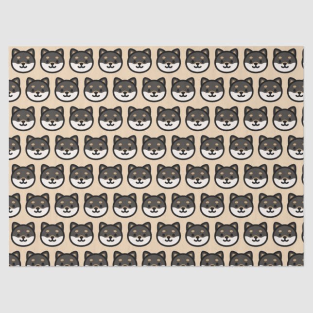 Cute black Shiba Inu Dog Face Tissue Paper (Front)