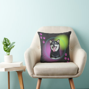 Cute black shiba inu smile cushion