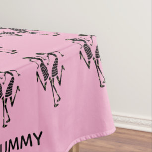 Cute, Black Silhouette Festival Dancers Mummy Pink Tablecloth