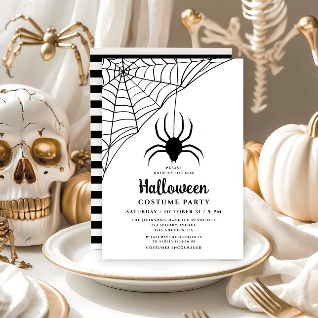 Cute Black Spider Halloween Costume Party Invitation (Cute Black Spider Halloween Costume Party Invitation)