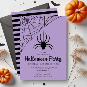 Cute Black Spider Halloween Party Invitation