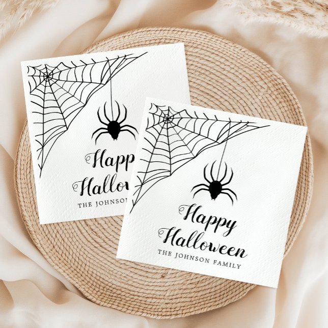 Cute Black Spider Happy Halloween Napkins (Cute Black Spider Happy Halloween Napkins)