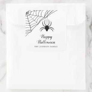 Cute Black Spider Happy Halloween  Square Sticker