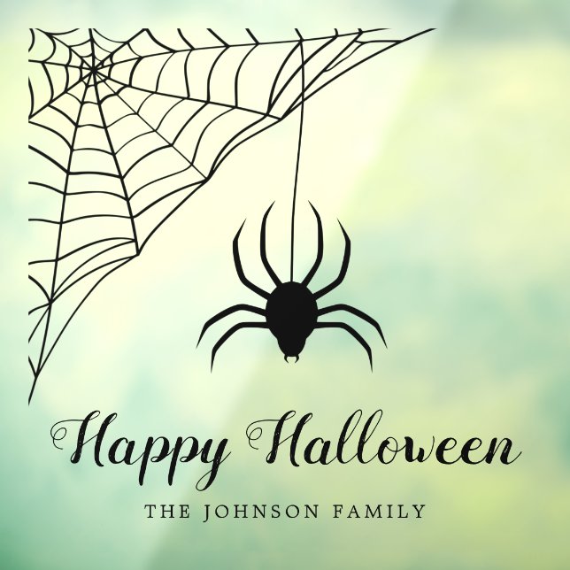 Cute Black Spider Happy Halloween Window Cling (Sheet 3)