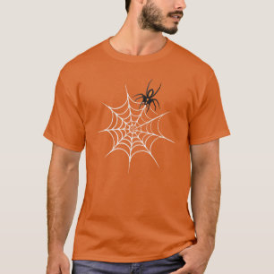 Cute Black Spider & White Spider Web. T-Shirt