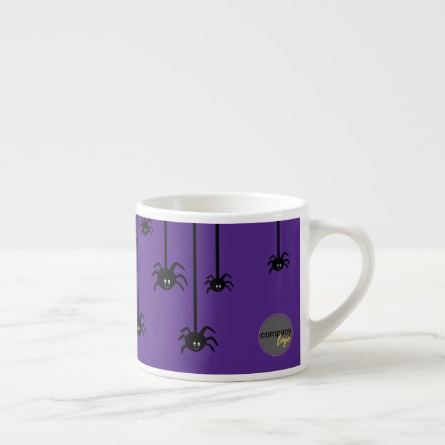 CUTE BLACK SPIDERS HALLOWEEN BUSINESS LOGO PURPLE ESPRESSO CUP (Right)