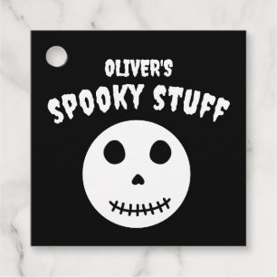 Cute Black Spooky Stuff Kids Halloween Skull Favour Tags