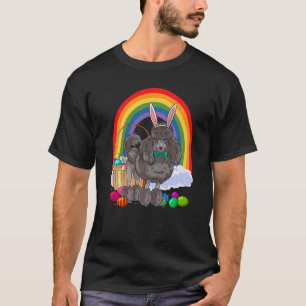 Cute Black Standard Poodle Easter Eggs Bunny Dog T-Shirt