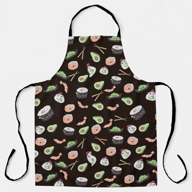 Cute Black Sushi pattern    Apron (Front)
