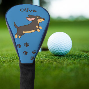 Cute Black Tan Dachshund Dog Golf Head Cover