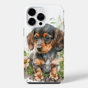 CUTE BLACK TAN DACHSHUND PUPPY DOG iPhone 14 PRO MAX CASE