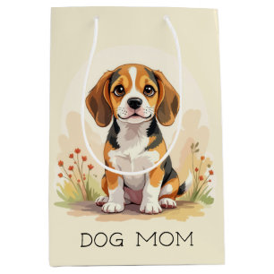 Cute Black Tan & White Tricolor Beagle Puppy Medium Gift Bag