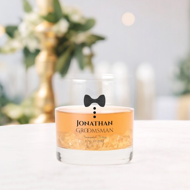 Cute Black Tie Groomsman Best Man Wedding Gift Whiskey Glass (Insitu (Wedding))