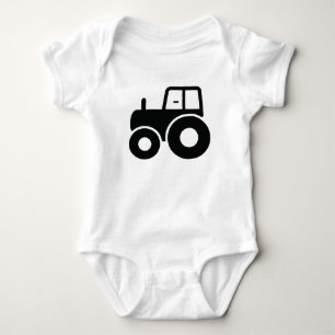 Cute Black Tractor Baby Bodysuit
