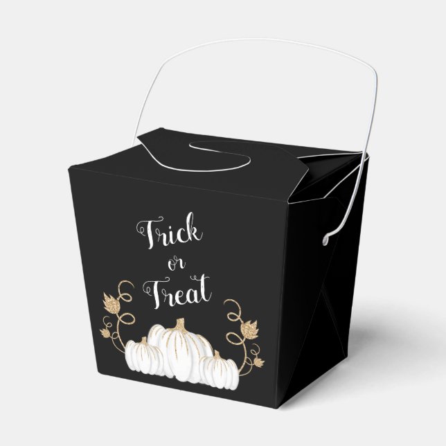 Cute Black Trick Or Treat Pumpkin Halloween Favour Box (Front Side)