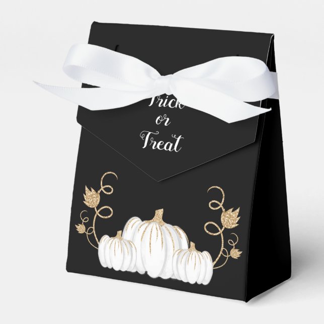 Cute Black trick Or Treat Pumpkin Halloween Favour Box (Front Side)
