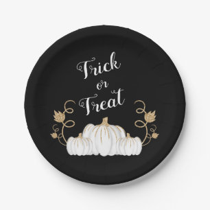 Cute Black Trick Or Treat Pumpkin Halloween  Paper Plate