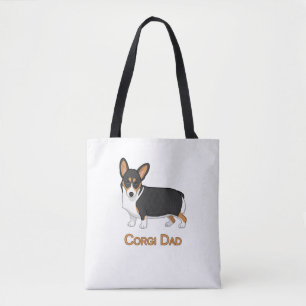 Cute Black Tricolor Pembroke Corgi Dad Dog Lovers Tote Bag