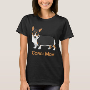 Cute Black Tricolor Pembroke Corgi Mom Dog T-Shirt