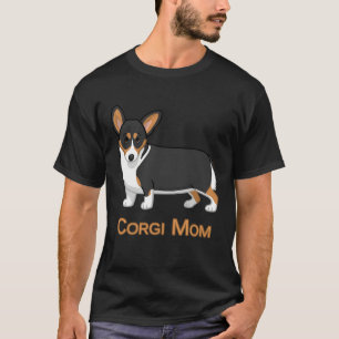 Cute Black Tricolor Pembroke Corgi Mom Dog T-Shirt