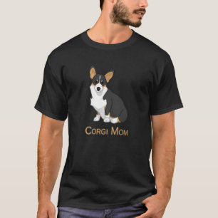 Cute Black Tricolor Pembroke Corgi Mum Dog T-Shirt