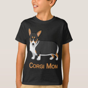Cute Black Tricolor Pembroke Welsh Corgi Mum Dog L T-Shirt