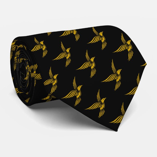 Cute black vintage gold eagle patterns tie (Rolled)