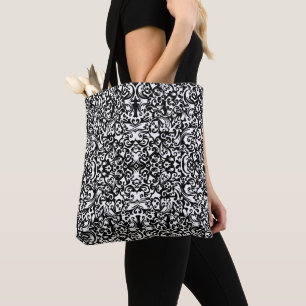 Cute black white abstract background design tote bag