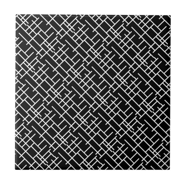 Cute black white abstract design tile (Front)