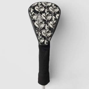 Cute black white abstract leaves patterns golf head cover