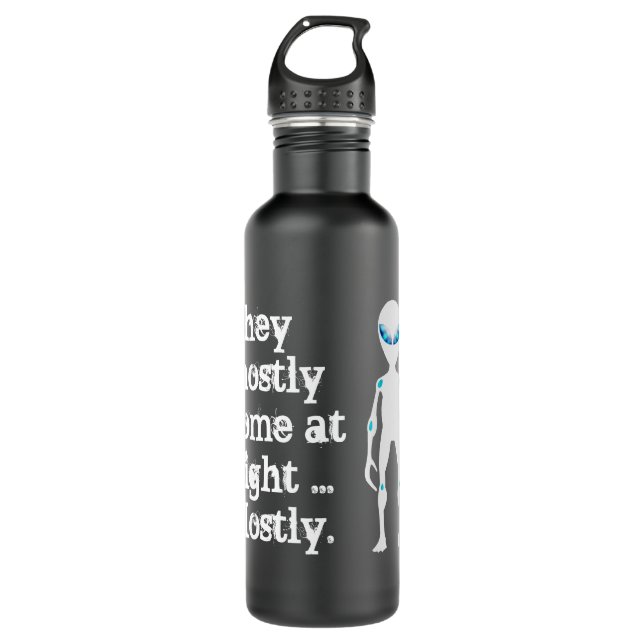 Cute black white alien quote 710 ml water bottle (Front)