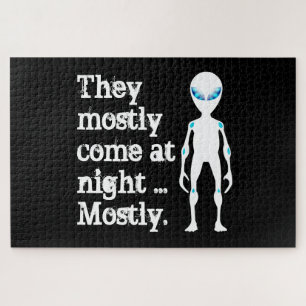 Cute black white alien quote jigsaw puzzle