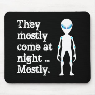 Cute black white alien quote mouse mat