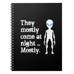 Cute black white alien quote notebook