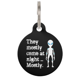 Cute black white alien quote pet tag